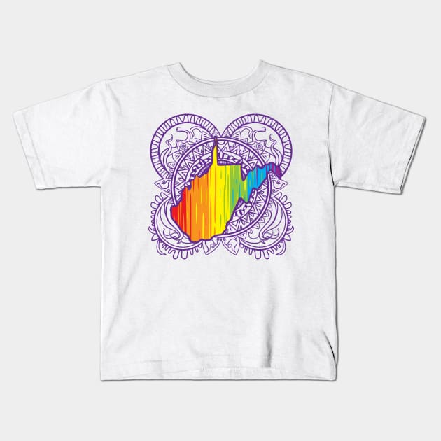 West Virginia Mandala Pride Kids T-Shirt by Manfish Inc.